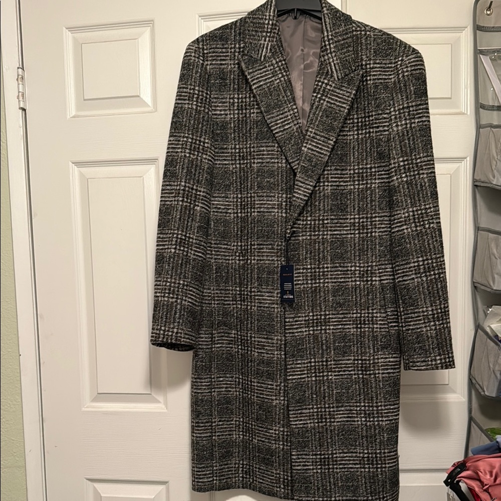 Stafford Gray and Black Plaid Coat/ Jacket